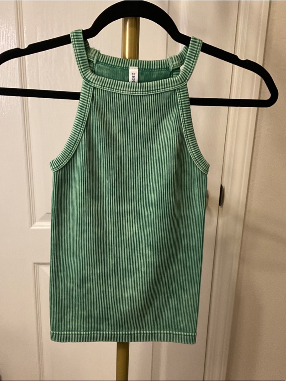 Zanana Green Ribbed Halter Tank